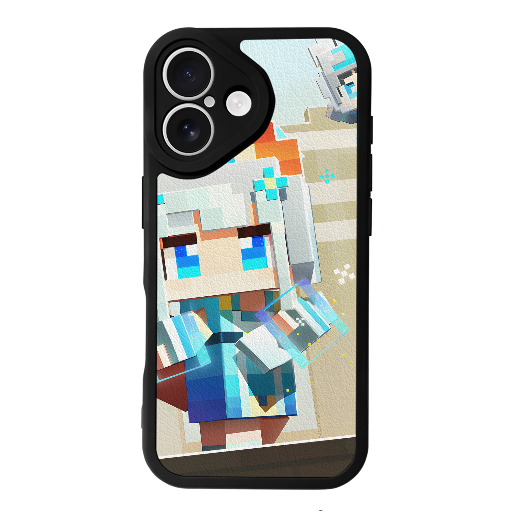 （画像用） マインクラフト ブロックの世界 Minecraft MC Block world 【iPhone 16シリーズ対応】シリコンスマホケース（レザー調） 材質：シリコン